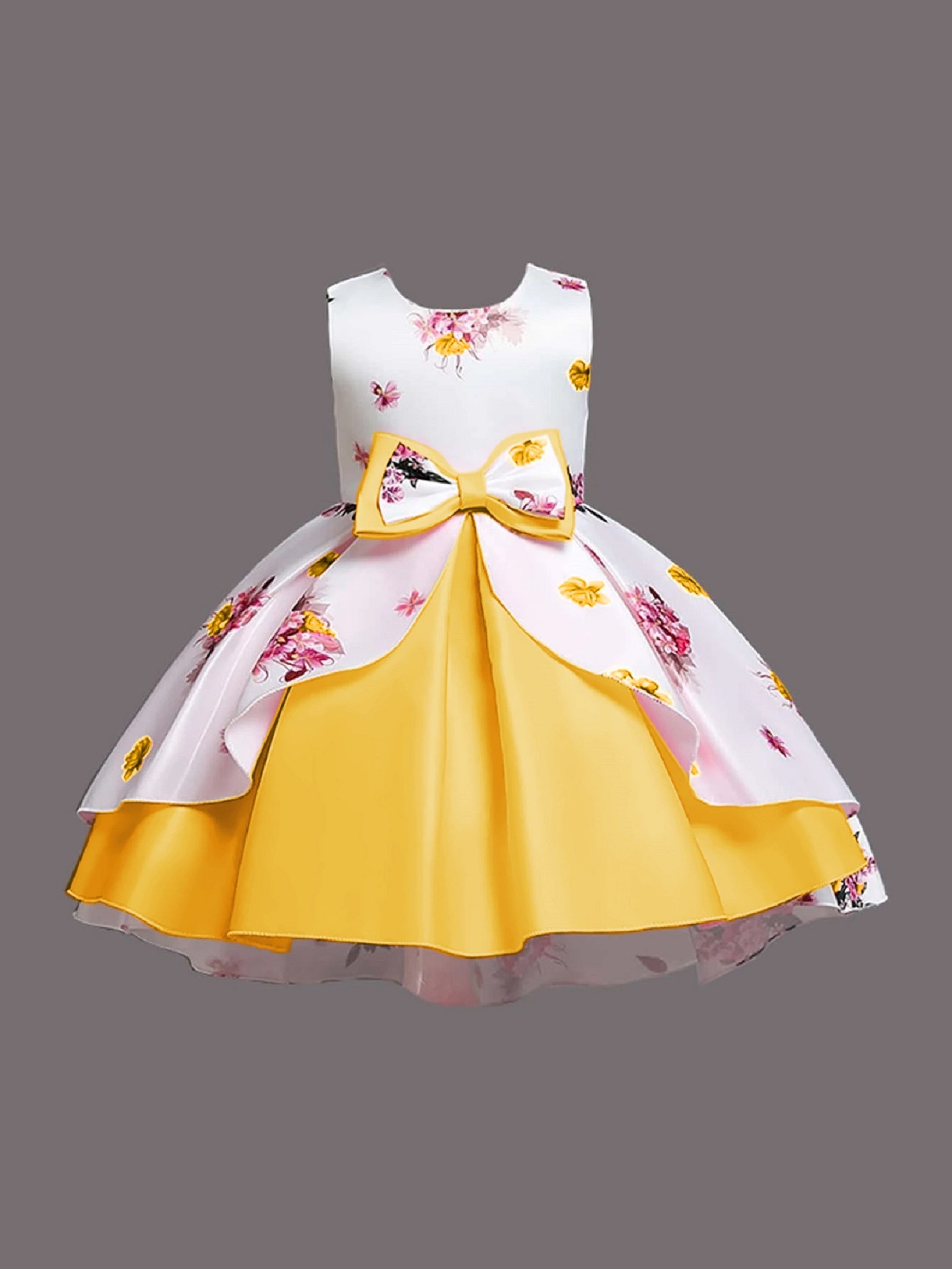 Girl's Satin Floral Printed Frock 4-5-YEAR