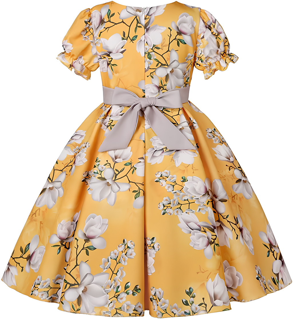 Girl's Satin Floral Printed Frock 4-5-YEARS