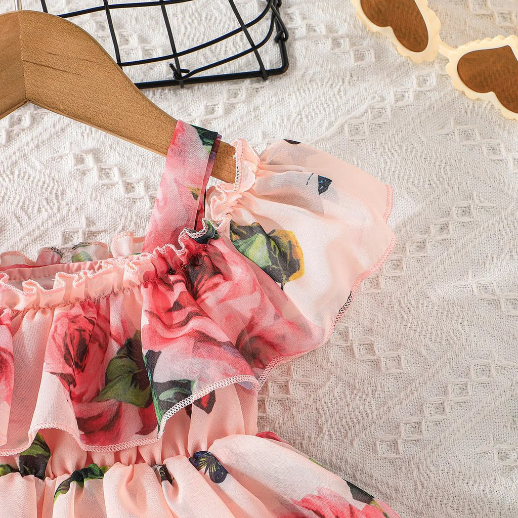 Girl's Lycra Floral Printed Frock Dress for Girls 1-2-YEARS