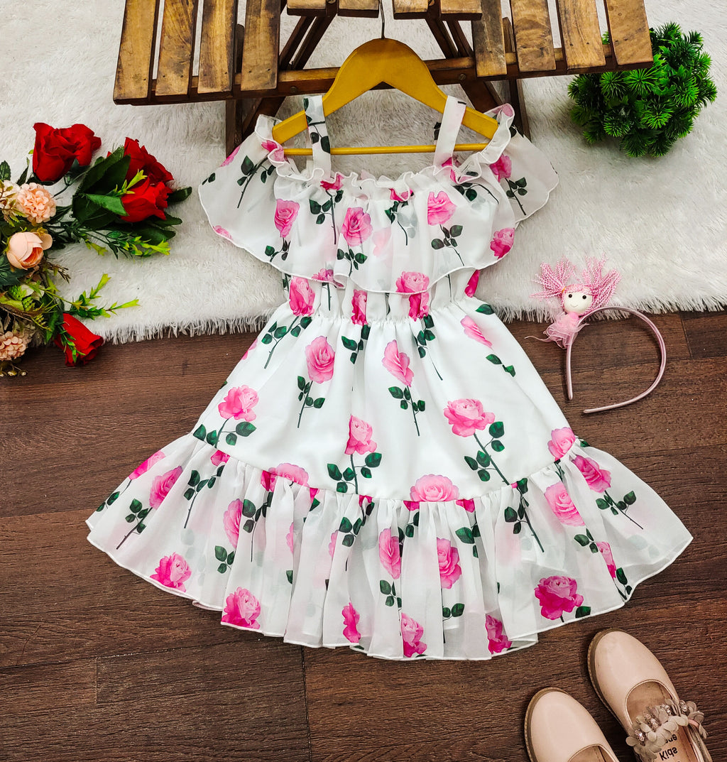 Girl's Lycra Floral Printed Frock Dress for Girls 2-3-YEARS