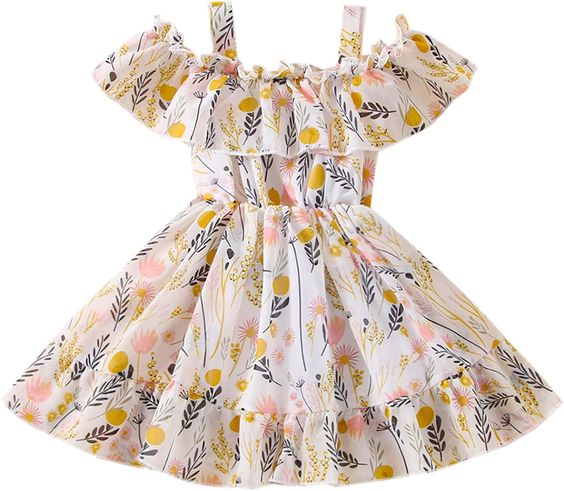 Girl's Lycra Floral Printed Frock Dress for Girls 2-3-YEARS