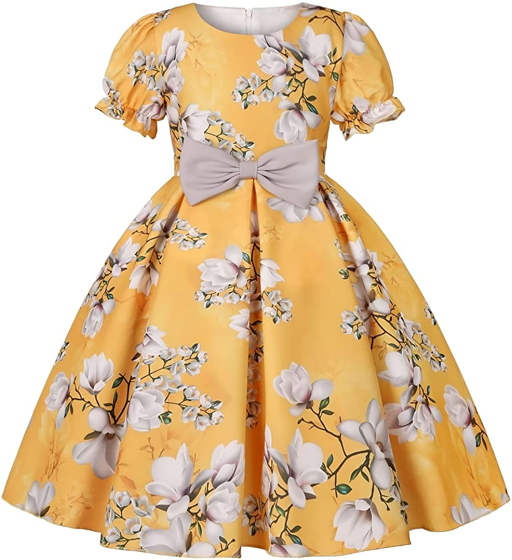 Girl's Satin Floral Printed Frock 4-5-YEARS