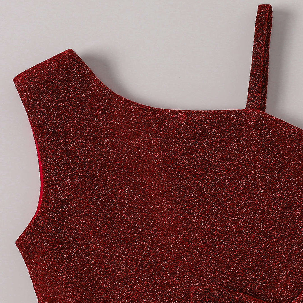 Girl's Korean Zari Lycra Frock Dress for Girls 1-2-YEARS