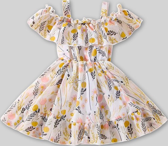 Girl's Lycra Floral Printed Frock Dress for Girls 2-3-YEARS