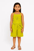Baby Girls Party(Festive) Shorts Top  (Green),(Size 3-4 Year)