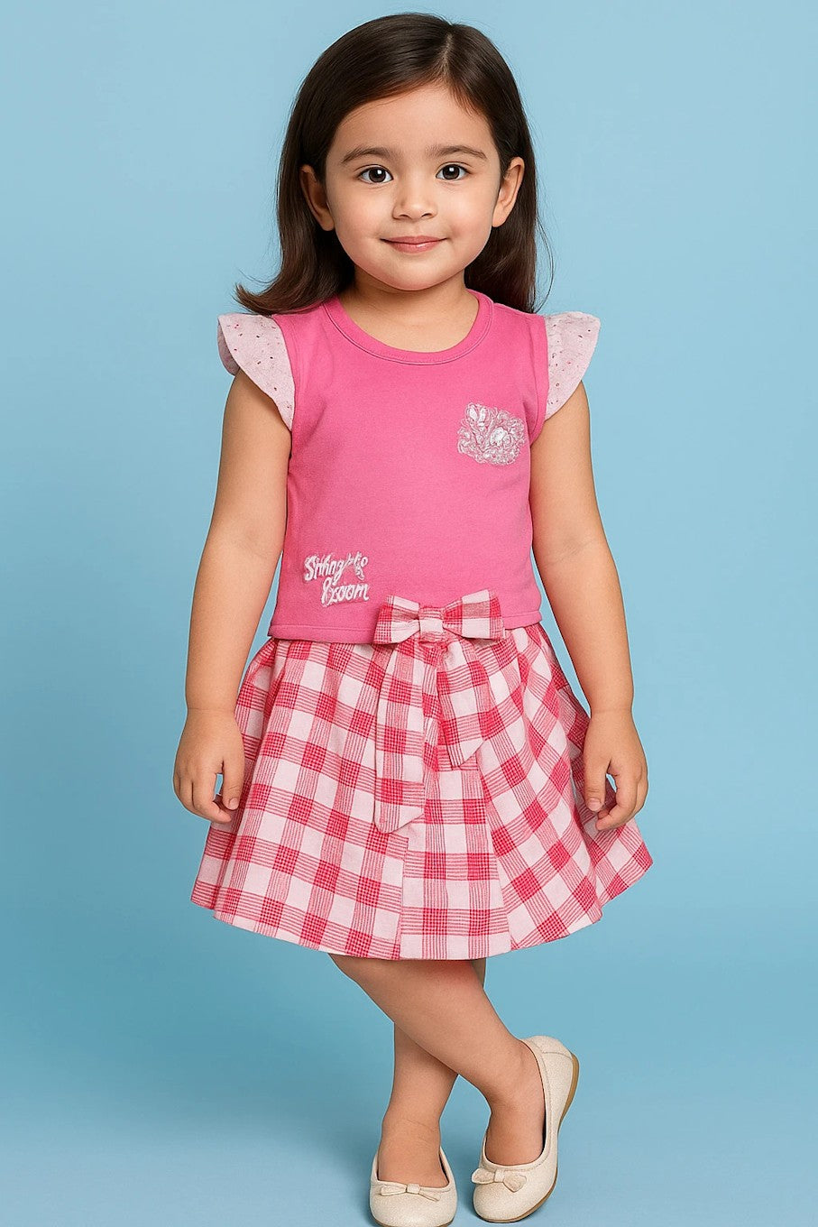 Baby Girls Party(Festive) Skirt Top  (Pink),(Size 1-2 Year)