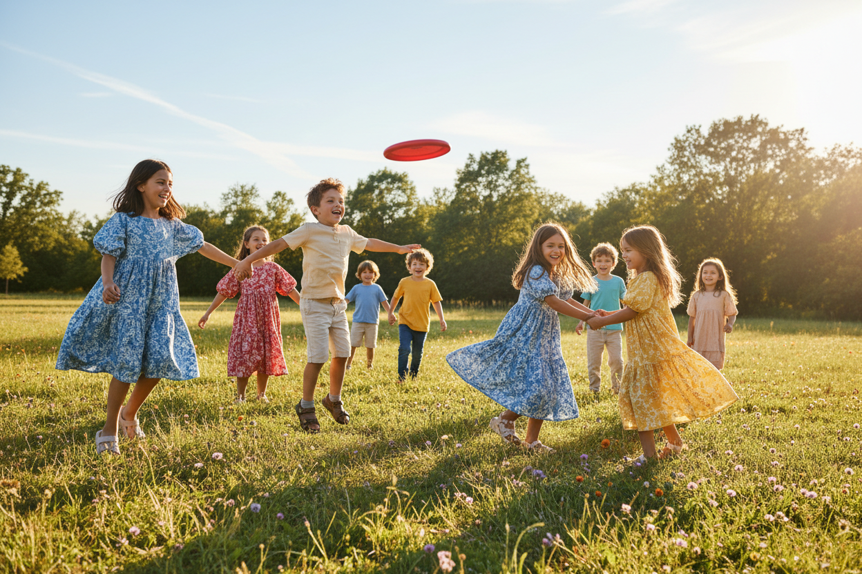 image of kids with cotton dress playing