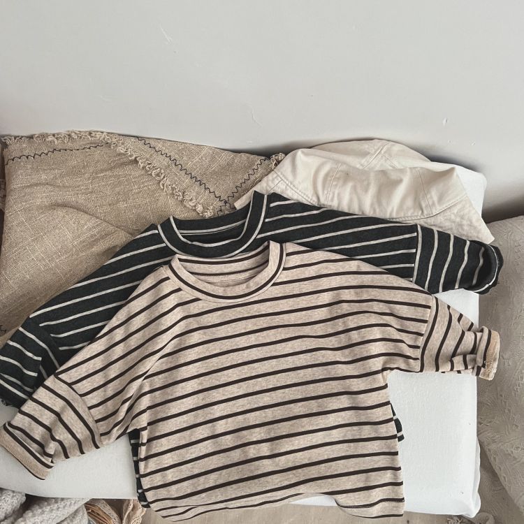 Baby Boys And Girls Striped Pattern O-Neck Long Sleeved Tops