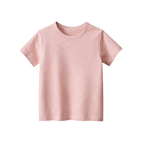 Baby Girl Solid Color Round Neck Basic T-Shirts