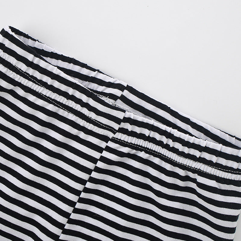 Autumn Arrival Baby Kids Girls Cartoon and Striped Pattern Casual