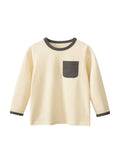Autumn Baby Boys Color Patchwork Pocketed Long Sleeves Crew Neck Base