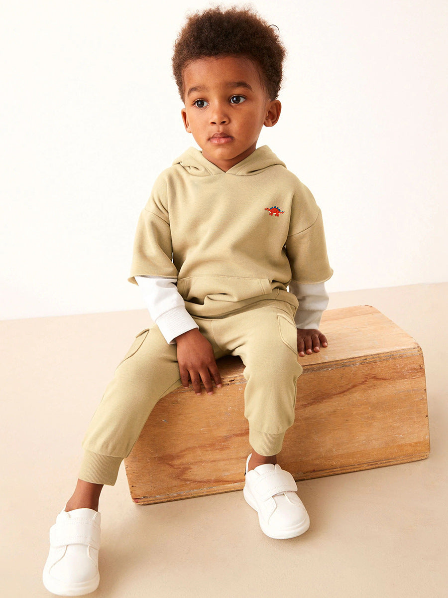 Spring And Autumn Boys Color Patchwork Long Sleeves Top Hoodies And