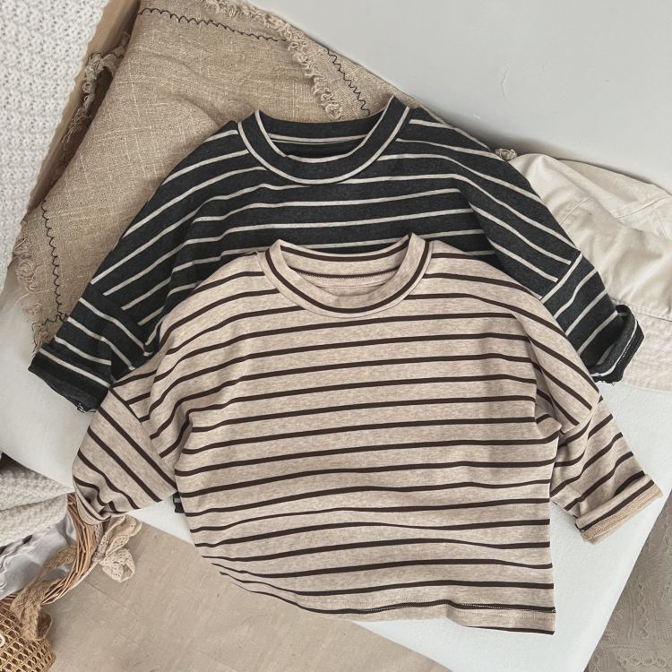 Baby Boys And Girls Striped Pattern O-Neck Long Sleeved Tops