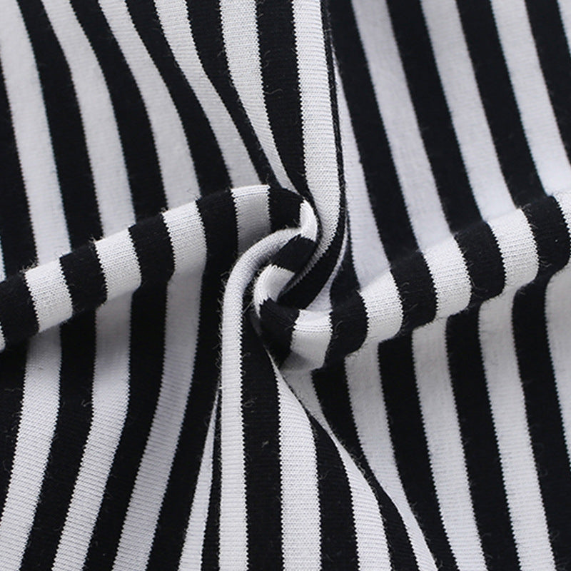 Autumn Arrival Baby Kids Girls Cartoon and Striped Pattern Casual