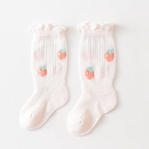 Baby Girl Floral Print Pattern Mesh Breathable High Tube Socks