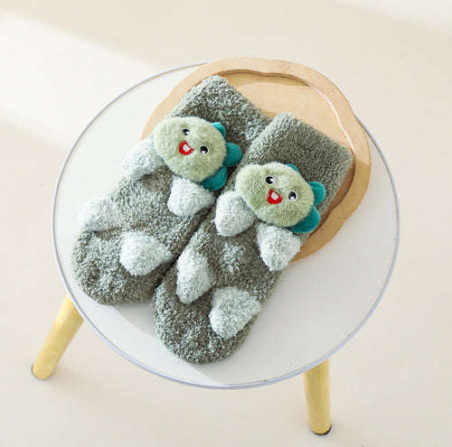 Baby Cartoon Design Coral Fleece Thickened Floor Socks
