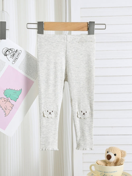 Autumn Arrival Elastic Baby Kids Girls Teddy Bear Pattern Cute Pants