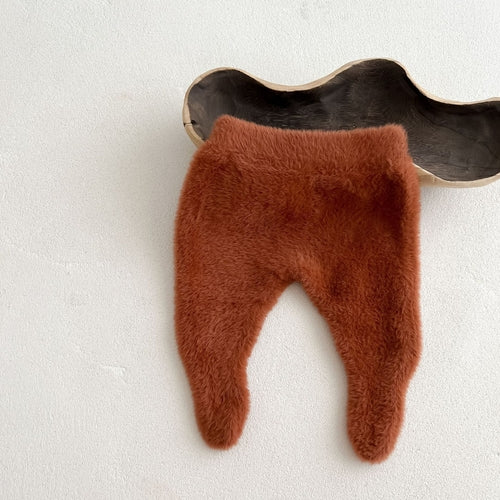 Baby Boy And Girl Solid Color Faux Mink Fleece Warm Outing Socks