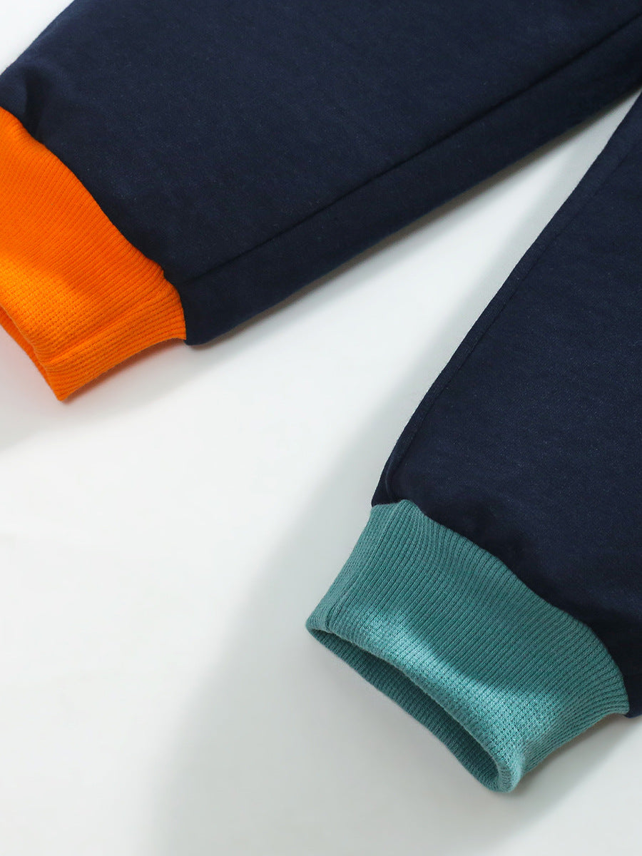 High Quality Spring And Autumn Boys Color Patchwork Long Sleeves Top