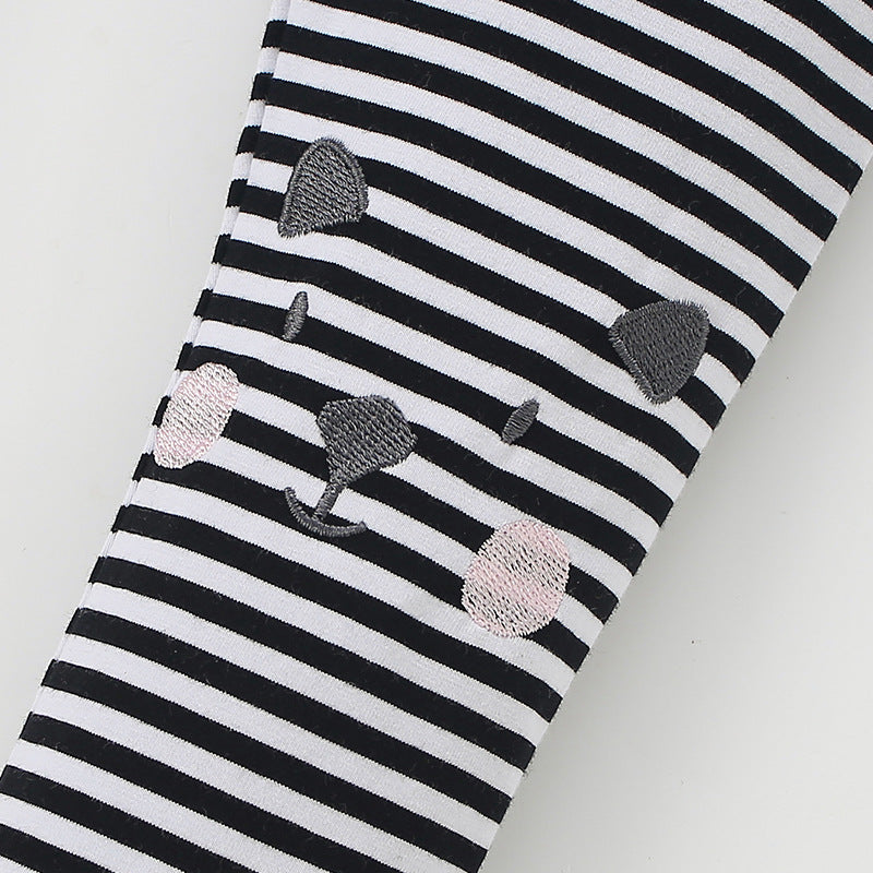 Autumn Arrival Baby Kids Girls Cartoon and Striped Pattern Casual