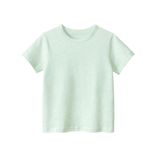 Baby Girl Solid Color Round Neck Basic T-Shirts