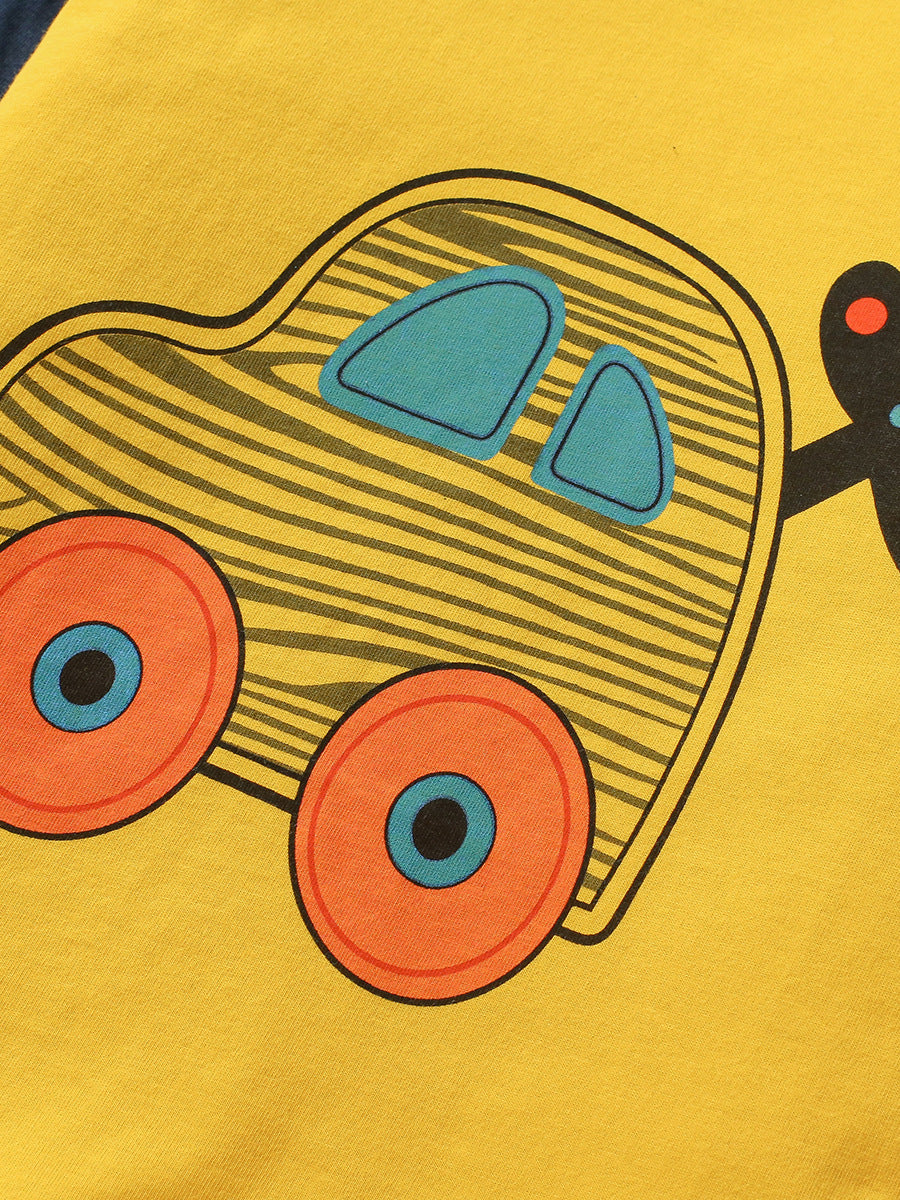 Boys’ Vehicles Cartoon Pattern Short Sleeves T-shirt in European and