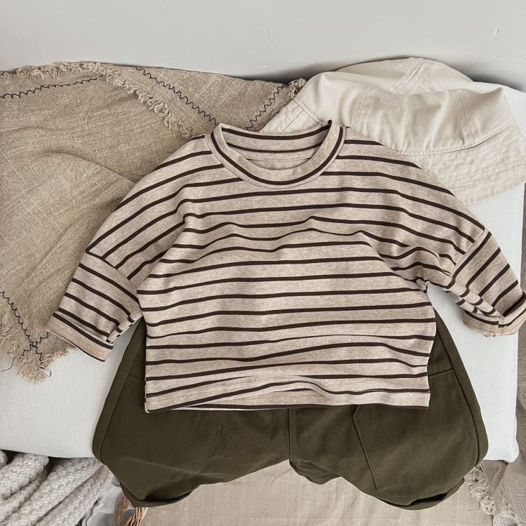 Baby Boys And Girls Striped Pattern O-Neck Long Sleeved Tops