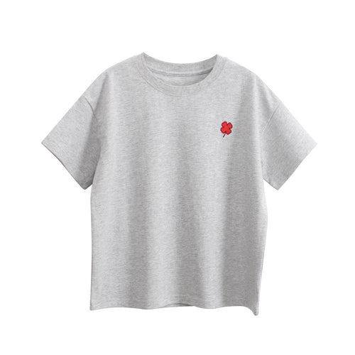 Boys and Girls’ Flower Embroidered T-shirt in European and American