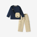 Spring And Autumn Boys Sling Bag Pattern Color Patchwork Long Sleeves