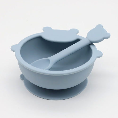 Baby Cartoon Bear Shape Complementary Food Training Silicone Bowl With
