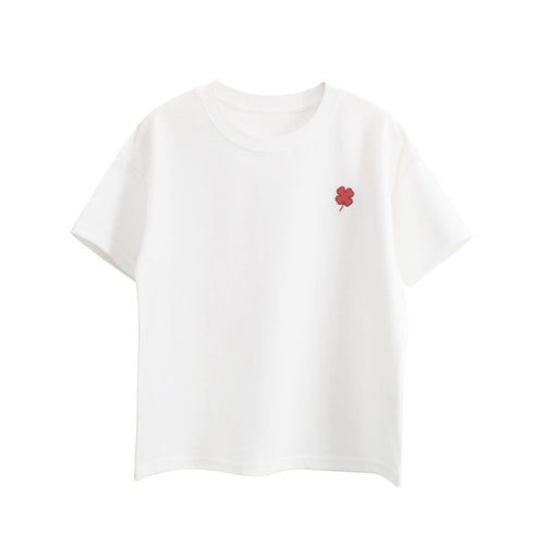 Boys and Girls’ Flower Embroidered T-shirt in European and American