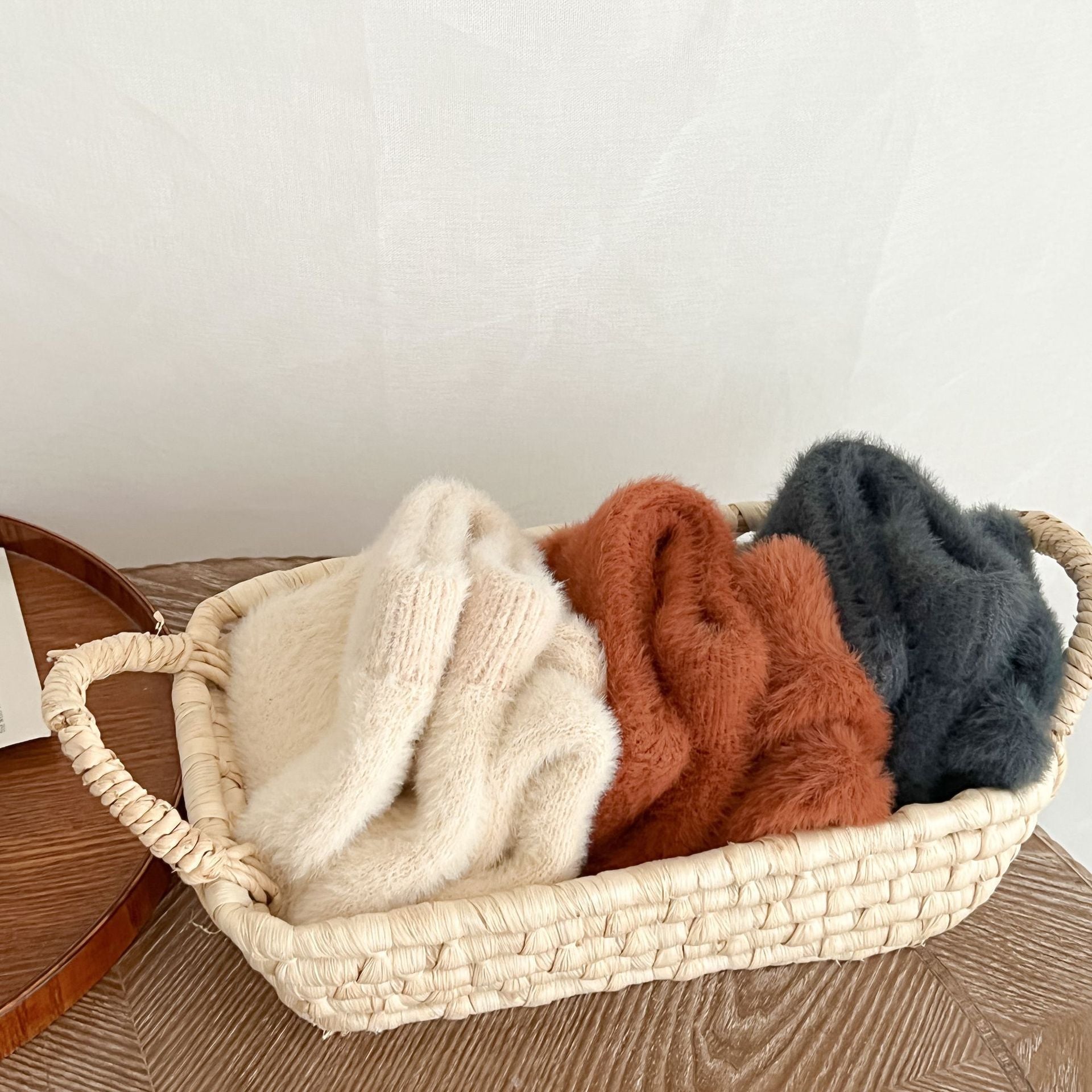 Baby Boy And Girl Solid Color Faux Mink Fleece Warm Outing Socks