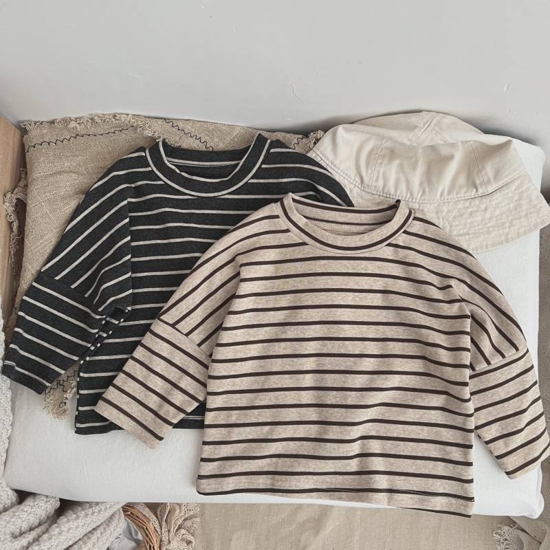 Baby Boys And Girls Striped Pattern O-Neck Long Sleeved Tops