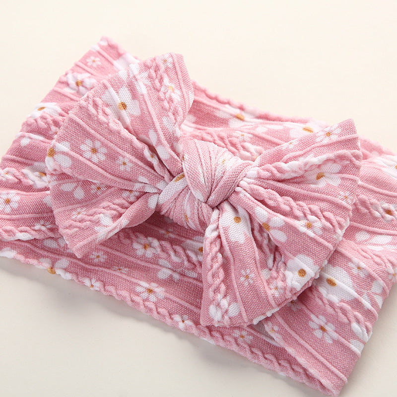 Baby Floral Print Soft Big Bow Headband